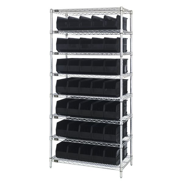 Quantum Storage Systems Stackable Shelf Bin Steel Shelving Systems WR8-441BK